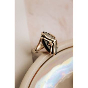 Sky Jewelry Серебряное кольцо с нефритом и бриллиантом