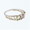 Sky Jewelry Серебряное кольцо с хризолитом аметистом и цитрином