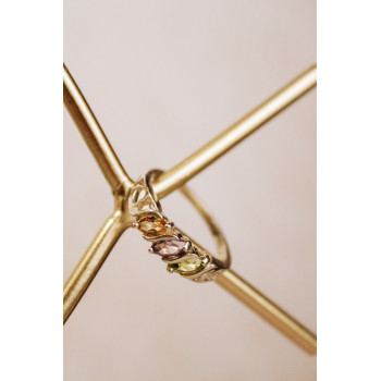 Sky Jewelry Серебряное кольцо с хризолитом аметистом и цитрином