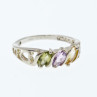 Sky Jewelry Серебряное кольцо с хризолитом аметистом и цитрином