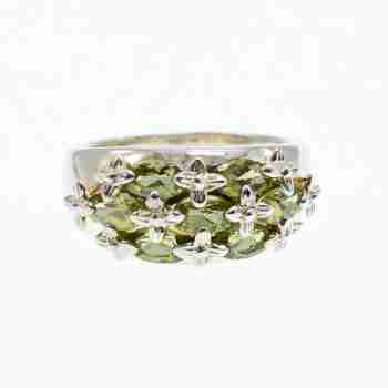 Sky Jewelry Серебряное кольцо с камнями хризолит
