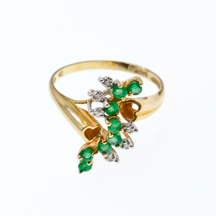 Sky Jewelry Золотое кольцо с изумрудами и бриллиантами  Вдохновение