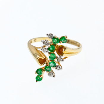 Sky Jewelry Золотое кольцо с изумрудами и бриллиантами  Вдохновение