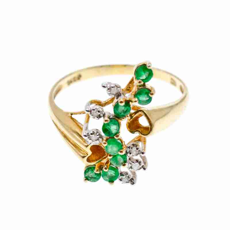 Sky Jewelry Золотое кольцо с изумрудами и бриллиантами  Вдохновение