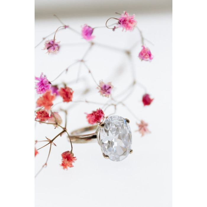 Sky Jewelry Серебряное кольцо с фианитом  Seta