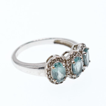 Sky Jewelry Серебряное кольцо с камнями турмалин и кварц  BBJ