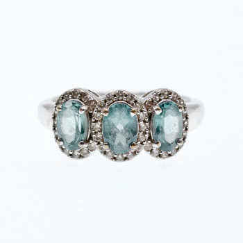 Sky Jewelry Серебряное кольцо с камнями турмалин и кварц  BBJ