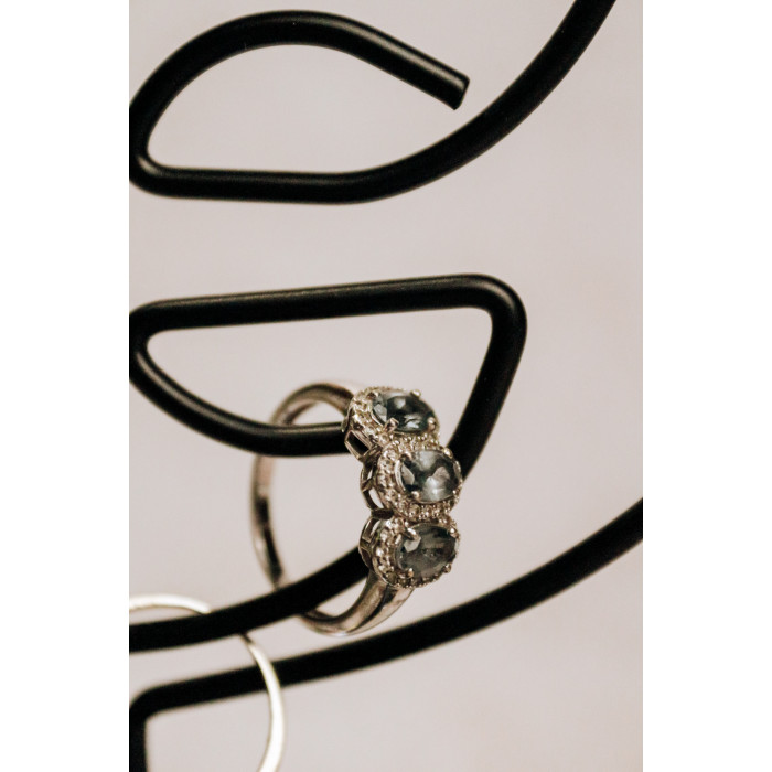 Sky Jewelry Серебряное кольцо с камнями турмалин и кварц  BBJ