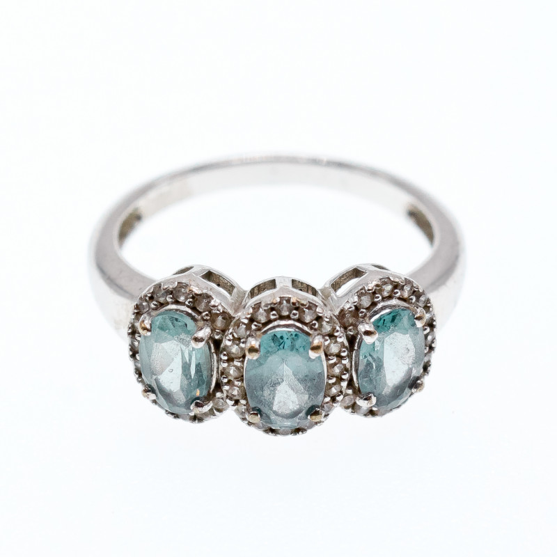 Sky Jewelry Серебряное кольцо с камнями турмалин и кварц  BBJ