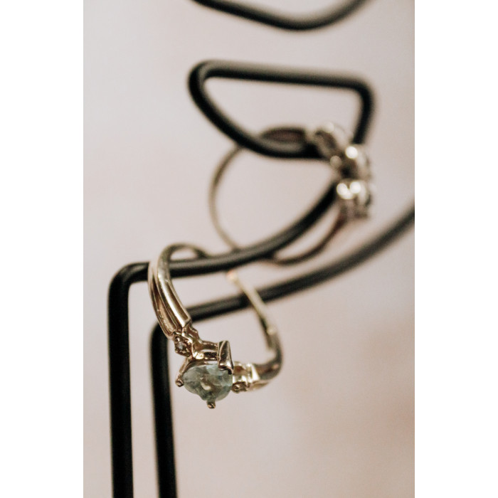 Sky Jewelry Серебряное кольцо с камнями голубой и белый топаз   Сердце