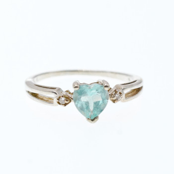 Sky Jewelry Серебряное кольцо с камнями голубой и белый топаз   Сердце