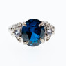 Sky Jewelry Серебряное кольцо с сапфиром и камнями иолит