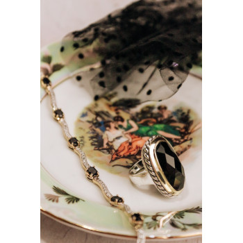 Sky Jewelry Серебряное кольцо с нефритом  Элегантность