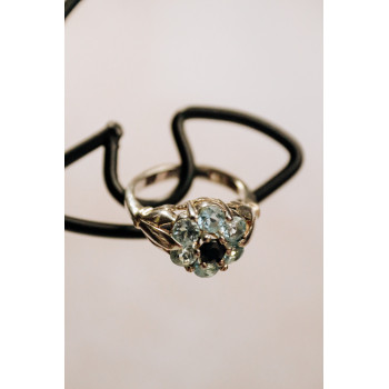 Sky Jewelry Серебряное кольцо с топазом и ониксом  Романтика