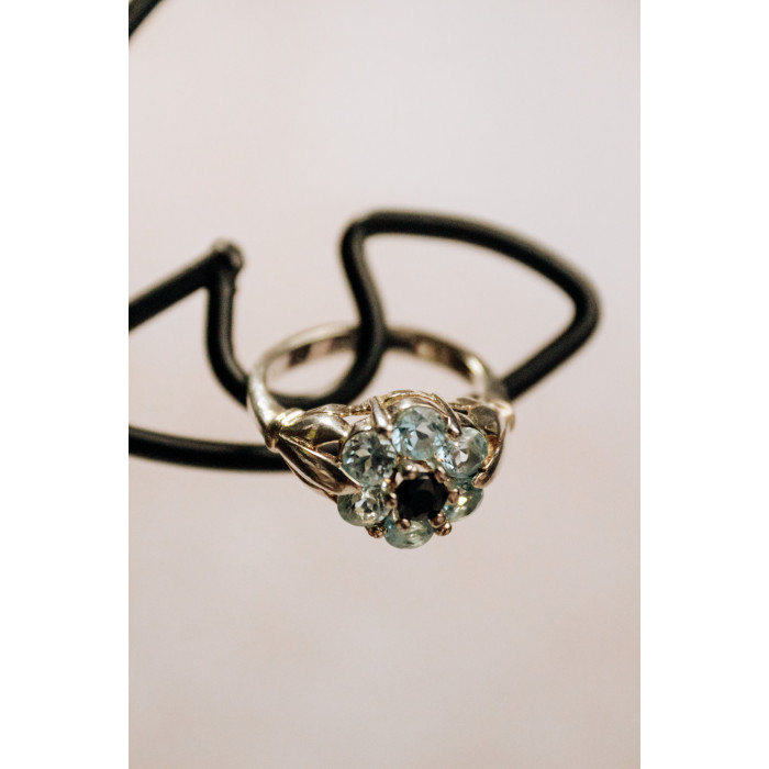 Sky Jewelry Серебряное кольцо с топазом и ониксом  Романтика