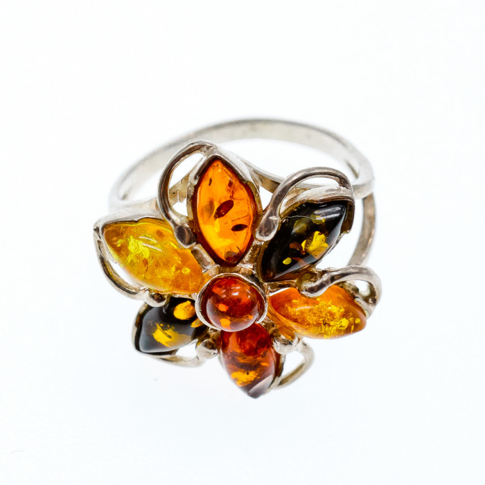 Sky Jewelry Серебряное кольцо с янтарем   Нежность