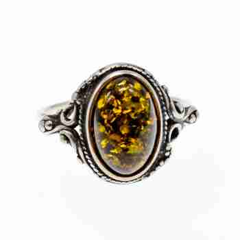 Sky Jewelry Серебряное кольцо с янтарем  Винтаж