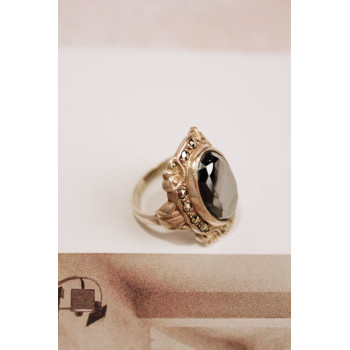 Sky Jewelry Серебряное кольцо с камнями гематит и марказит  Винтаж