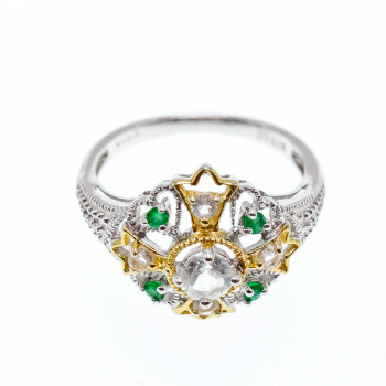 Sky Jewelry Серебряное кольцо с камнями гошенит и изумруд  Нежность