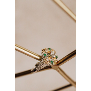 Sky Jewelry Серебряное кольцо с камнями гошенит и изумруд  Нежность