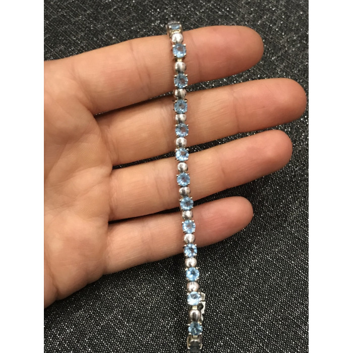 Sky Jewelry Браслет серебро 925 пробы с камнем голубая Шпинель