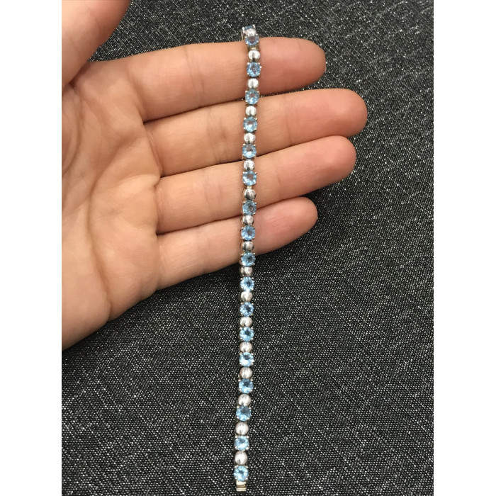 Sky Jewelry Браслет серебро 925 пробы с камнем голубая Шпинель