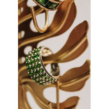 Sky Jewelry Серебряное кольцо с камнями тсаворит