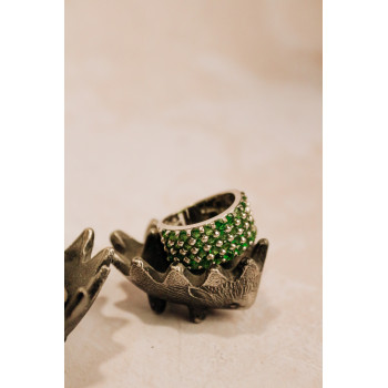 Sky Jewelry Серебряное кольцо с камнями тсаворит