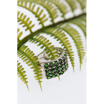 Sky Jewelry Серебряное кольцо с камнями тсаворит