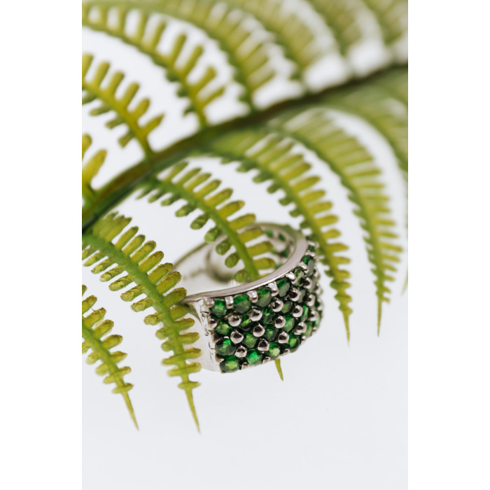 Sky Jewelry Серебряное кольцо с камнями тсаворит