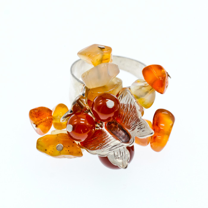 Sky Jewelry Серебряное кольцо с агатом  Уникальность