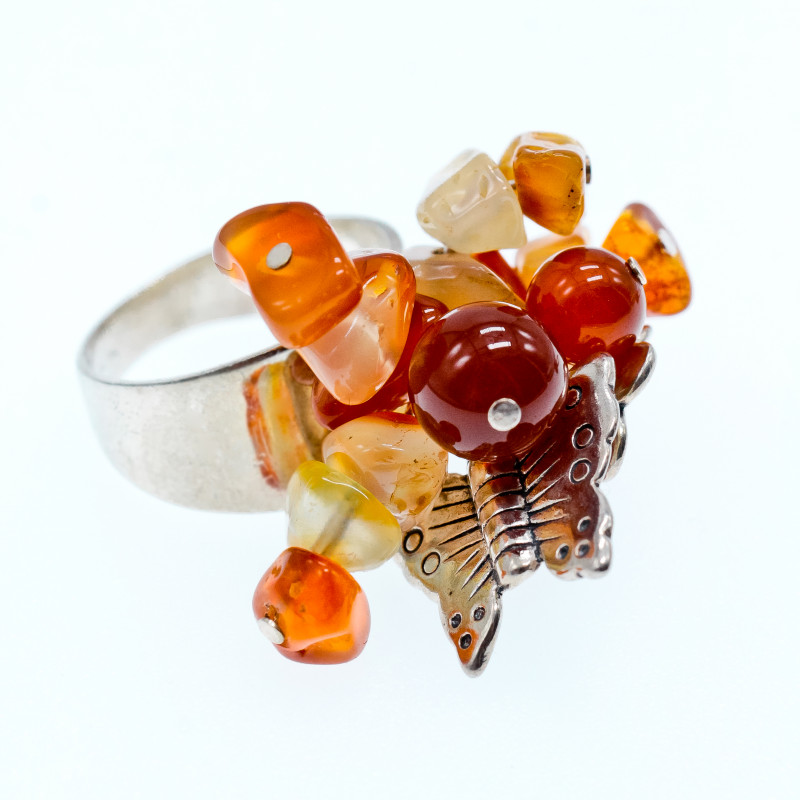 Sky Jewelry Серебряное кольцо с агатом  Уникальность