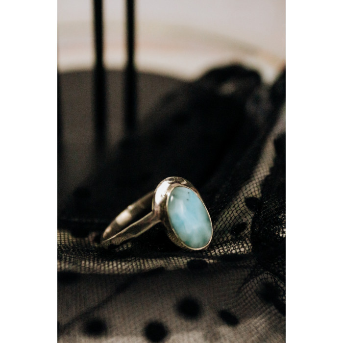 Sky Jewelry Серебряное кольцо с камнем ларимар  Волна