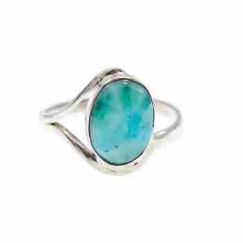 Sky Jewelry Серебряное кольцо с камнем ларимар  Волна
