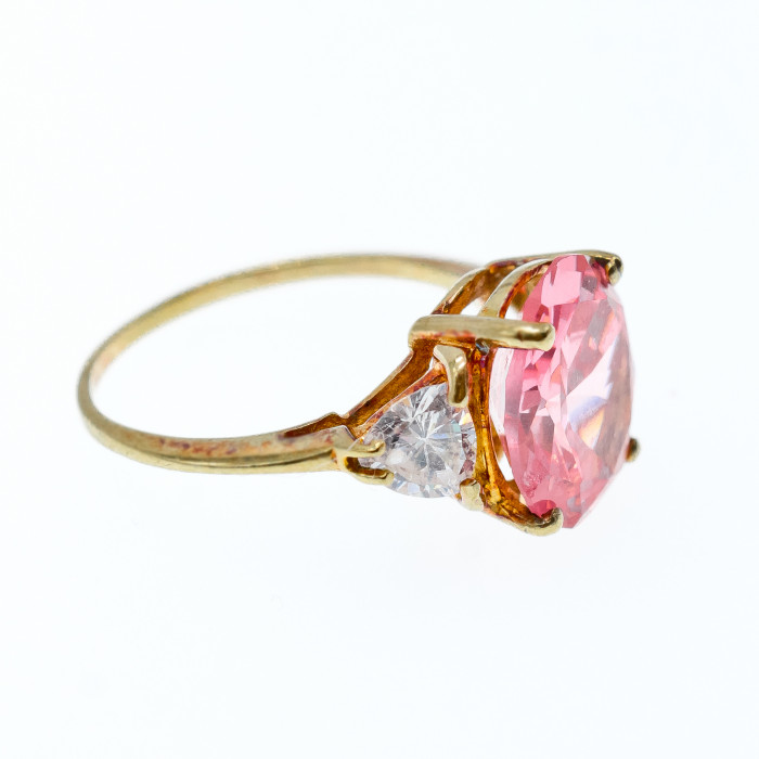 Sky Jewelry Золотое кольцо с розовой и белой шпинелью