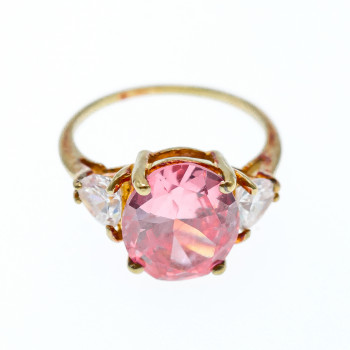 Sky Jewelry Золотое кольцо с розовой и белой шпинелью