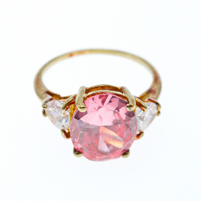 Sky Jewelry Золотое кольцо с розовой и белой шпинелью