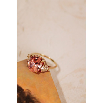 Sky Jewelry Золотое кольцо с розовой и белой шпинелью