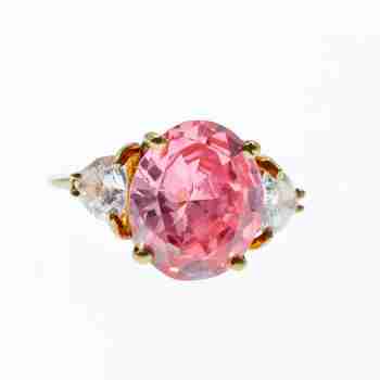 Sky Jewelry Золотое кольцо с розовой и белой шпинелью