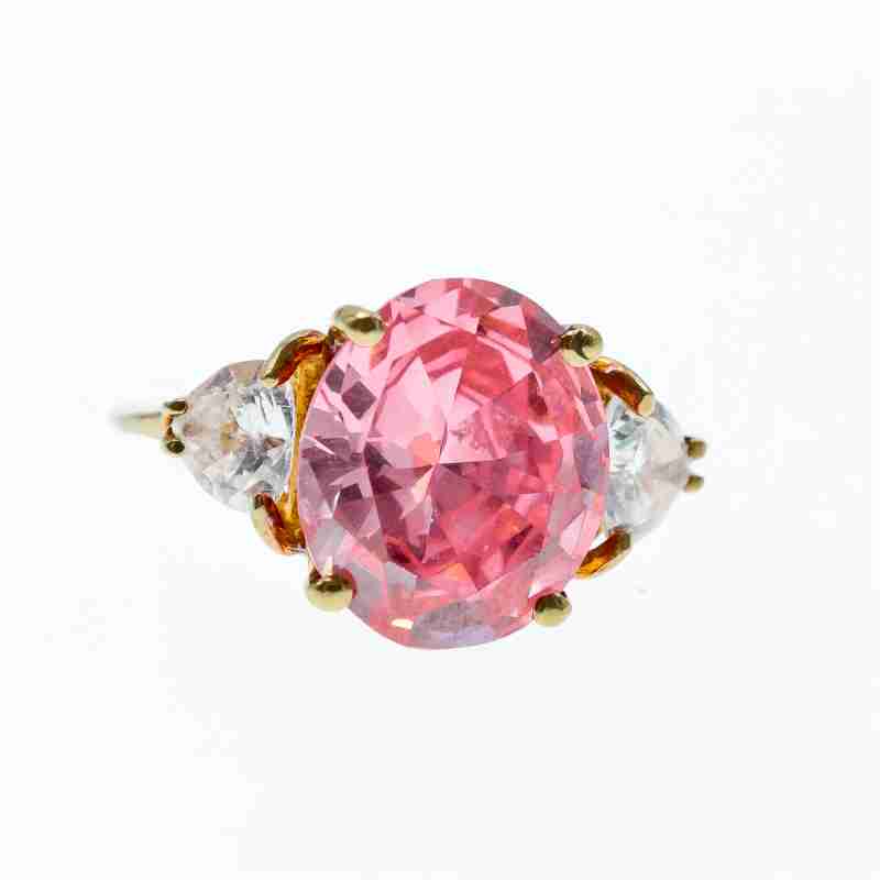 Sky Jewelry Золотое кольцо с розовой и белой шпинелью