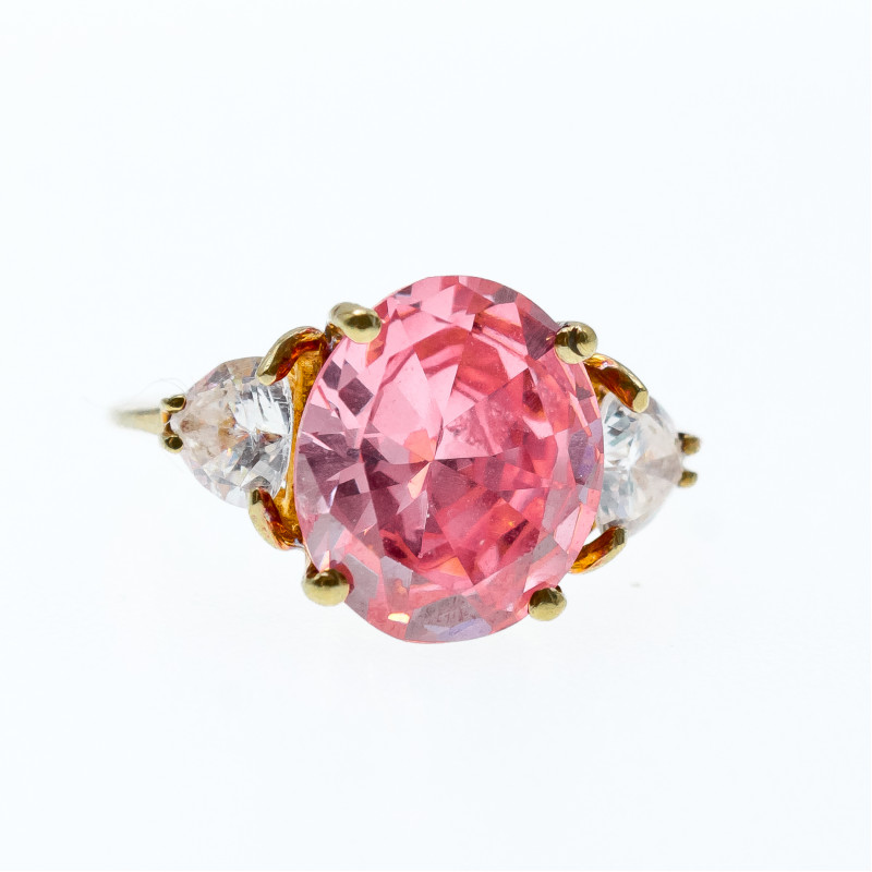 Sky Jewelry Золотое кольцо с розовой и белой шпинелью