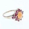 Sky Jewelry Серебряное кольцо с агатом и розовой шпинелью  Цветы