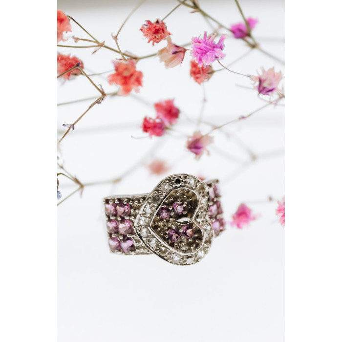 Sky Jewelry Серебряное кольцо с фианитами  Сердце