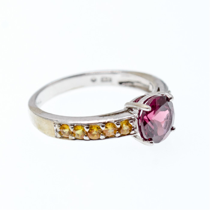 Sky Jewelry Серебряное кольцо с камнями альмандин и гелиодор