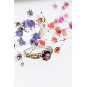 Sky Jewelry Серебряное кольцо с камнями альмандин и гелиодор