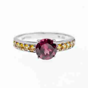 Sky Jewelry Серебряное кольцо с камнями альмандин и гелиодор