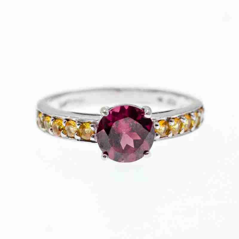 Sky Jewelry Серебряное кольцо с камнями альмандин и гелиодор