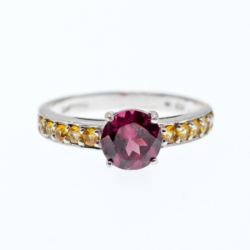 Sky Jewelry Серебряное кольцо с камнями альмандин и гелиодор