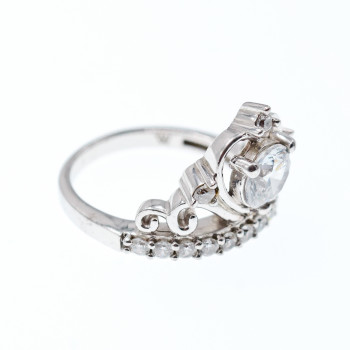 Sky Jewelry Серебряное кольцо с фианитами  Сердце королевы