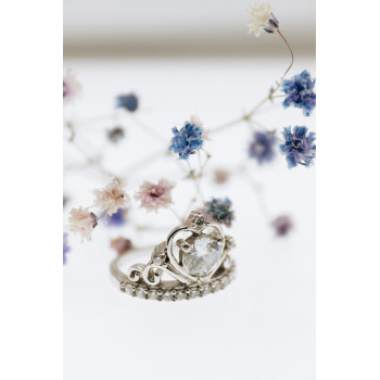 Sky Jewelry Серебряное кольцо с фианитами  Сердце королевы